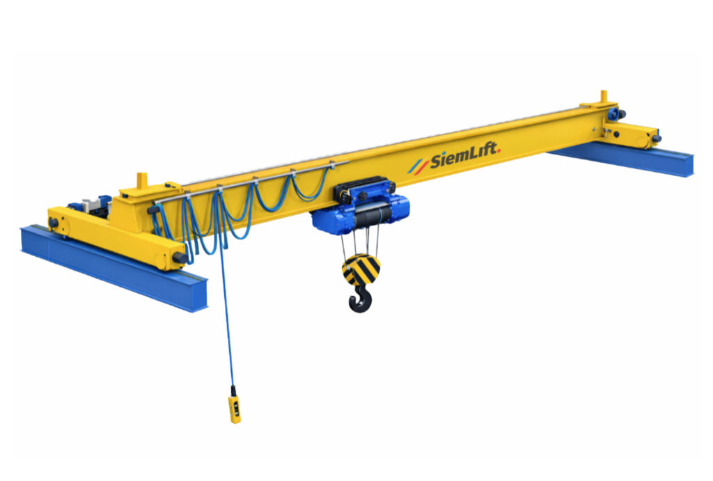 Gru a ponte monotrave Siem Lift per movimentazione e sollevamento industriale.