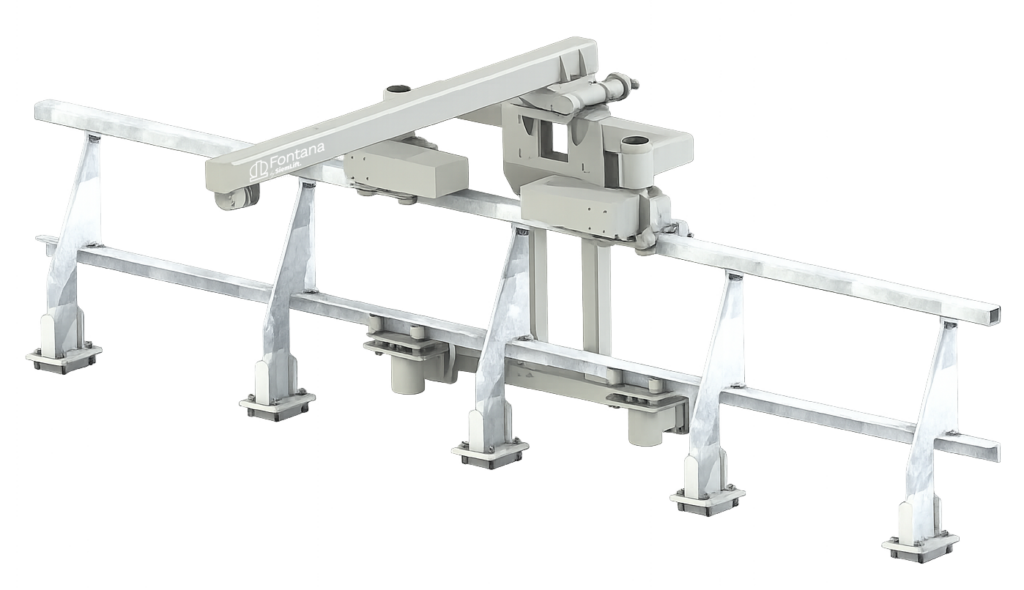 Modello tridimensionale di una macchina a parapetto tecnica per sistemi di accesso e sollevamento in quota.