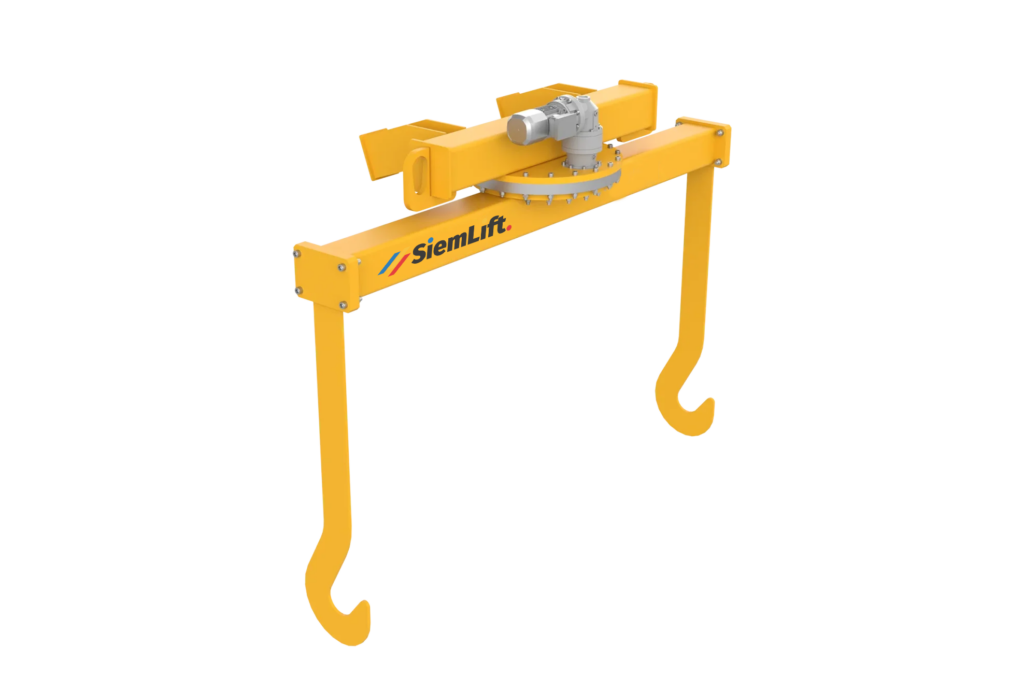 Bilancino di sollevamento Siem Lift con ralla motorizzata per movimentazione industriale dei carichi.